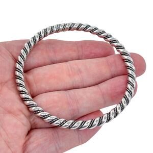 Southwest Twisted Wire Bangle Bracelet | Vintage Sterling Silver 925 | 8.25"